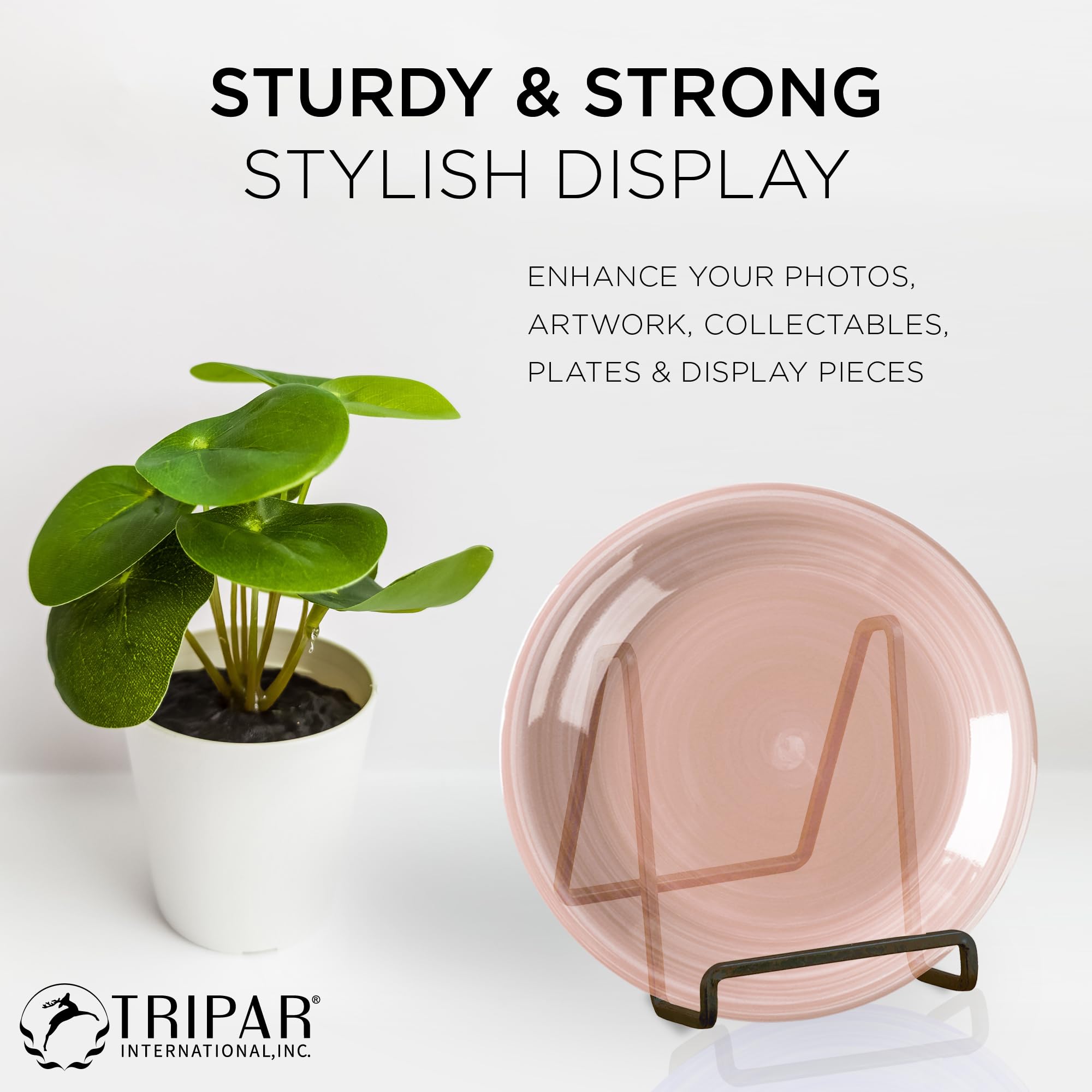 Tripar Supporto Espositivo In Metallo Mogano | Porta Piatto Quadrato Per Foto, Piatti Da Collezione, 3 Pezzi, 10-18 Cm