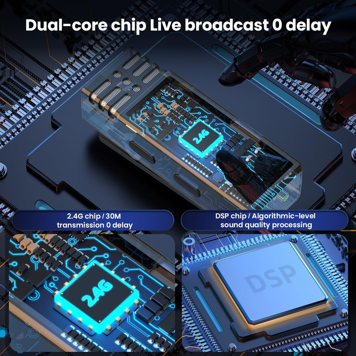 2Pack Noise-canceling Wireless Lavalier Microphone, Bluetooth 5.2 Audio Wireless Microphone for Live Broadcasting, Video Shooting, Recording Scene, Audio & Video for iPhone 8-15, for Samsung Android