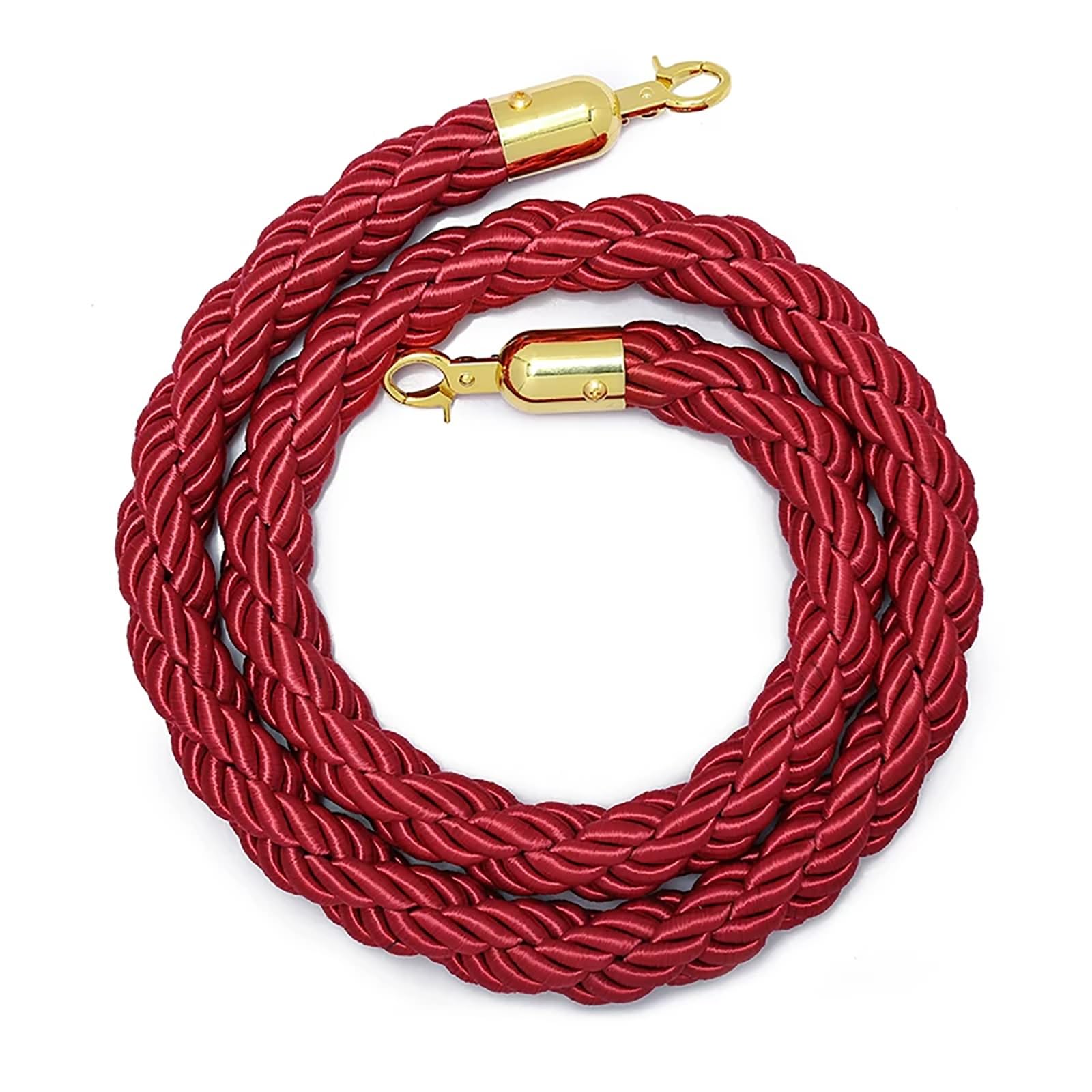 ZJKXJH Twisted Stanchion Rope, Black Crowd Control Queue Barrier Rope with Gold Hooks, Divider Rope for Hotel, Airport, Bank, Exhibition(Red,1.2m/47.2in)