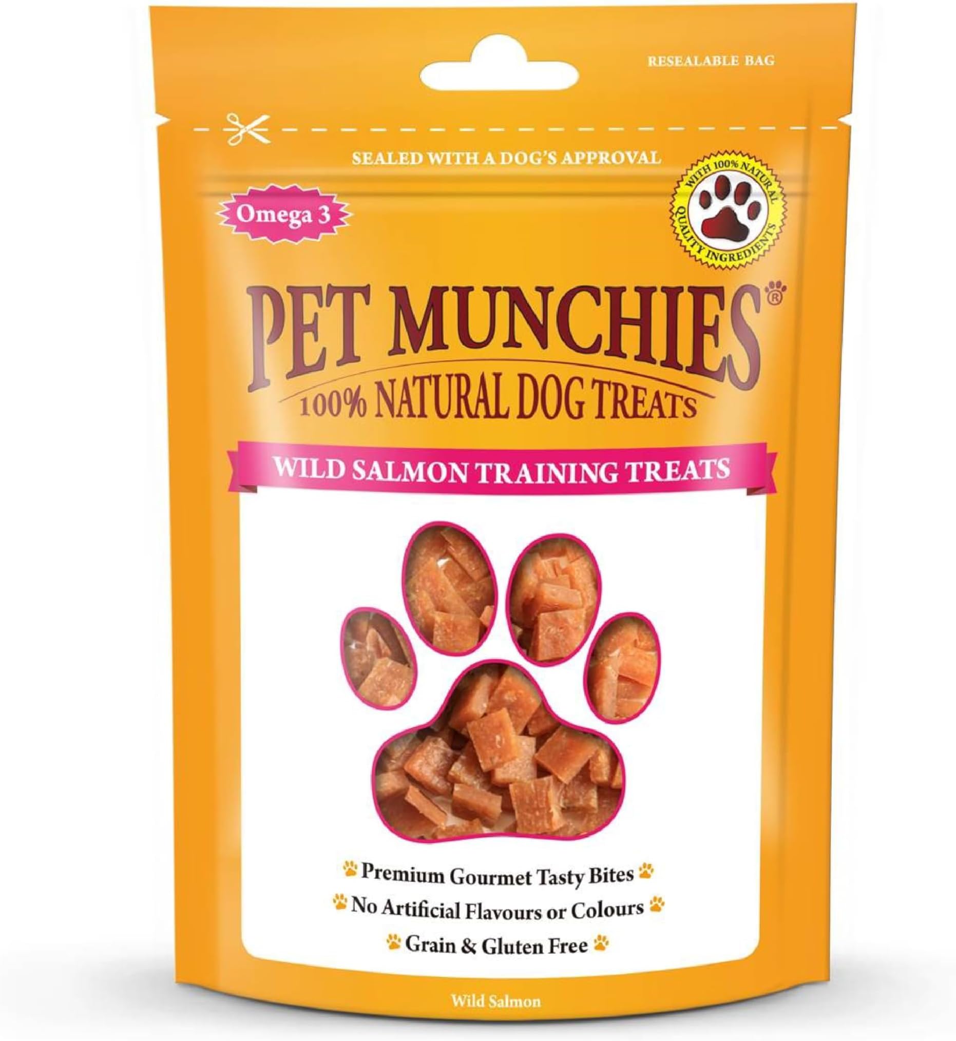 Wild Salmon Dog Training Treats, Grain Free Tasty Bites with Natural Real Meat 50g (Pack of 8)