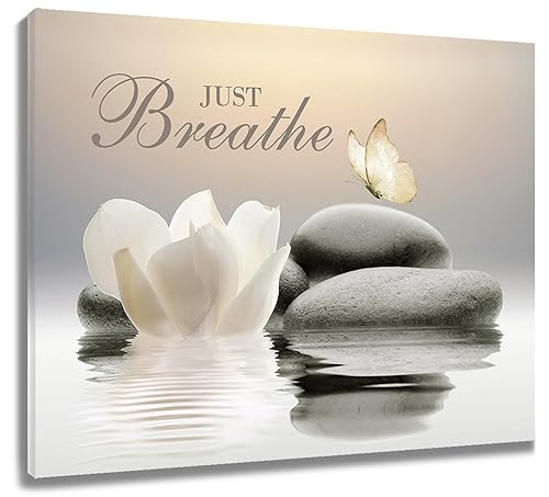 EOBTAIN Zen Flower Canvas Wall Art Bathroom Butterfly and Water