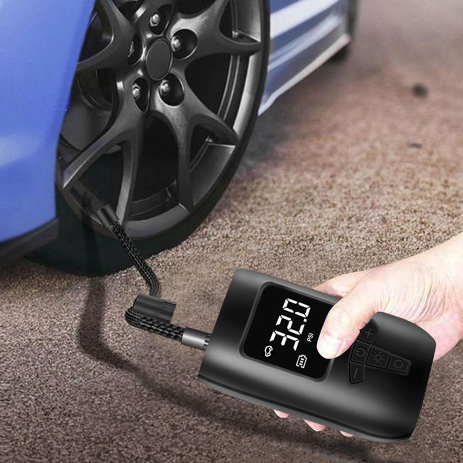 Pompa Ad Aria Per Pneumatici Auto Adattatore Elettrico Portatile Sicuro | Pompa Compressore Aria Elettrica Per Motociclette Biciclette Palloni Sportivi Giocattoli Famiglia Casa Veicolo