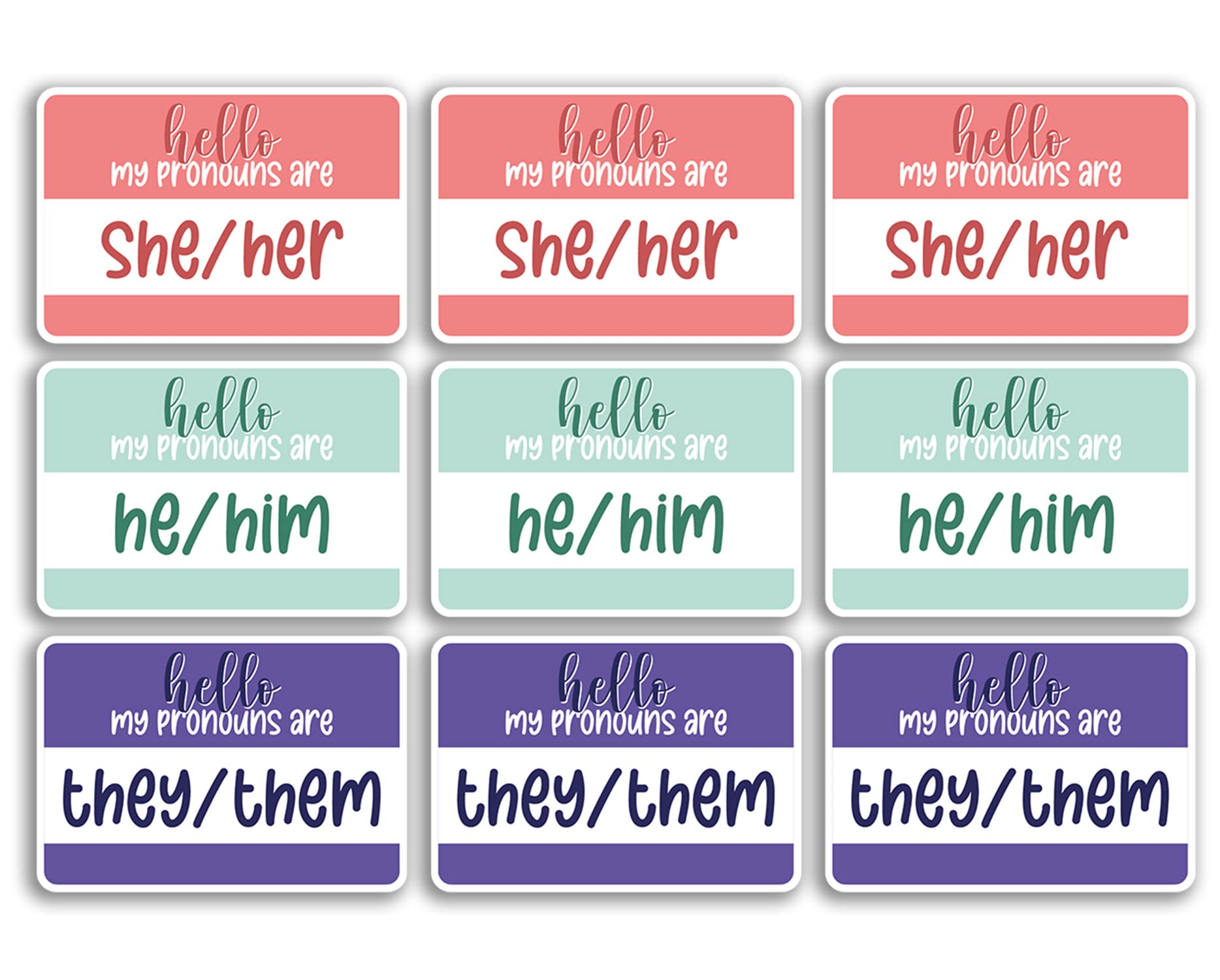 Dv Design Multi A5 Sticker Sheet My Pronouns Are Vinyl Stickers - She/Her He/Him They/Them Pride Gender Identify Lgbtq Respect Label Friend #79130
