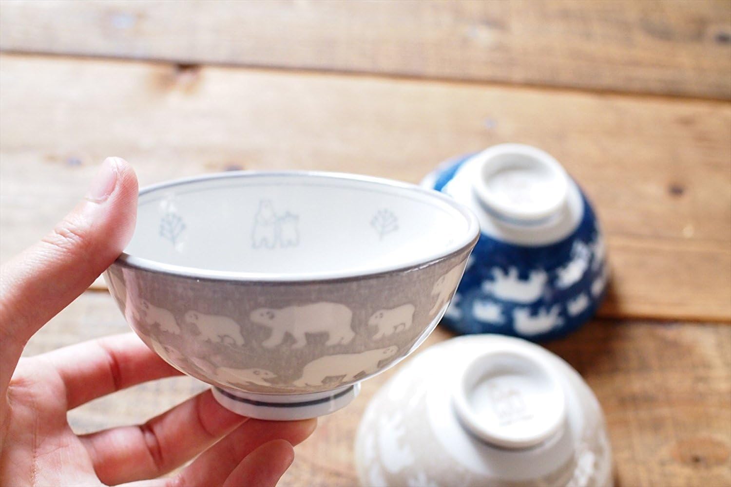 Minorutouki Polar bear Lightweight Rice Bowl Navy φ4.6×H2.4in 6.52oz Made in Japan image 4