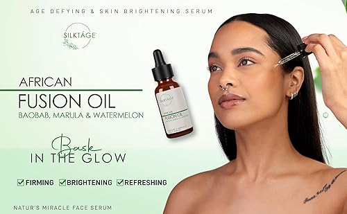 Miniatura 7 de SILKTÁGE Aceite de fusión africana, suero facial Natures Miracle con aceite de marula, baobab y moringa para nutrir, hidratar y restaurar la piel