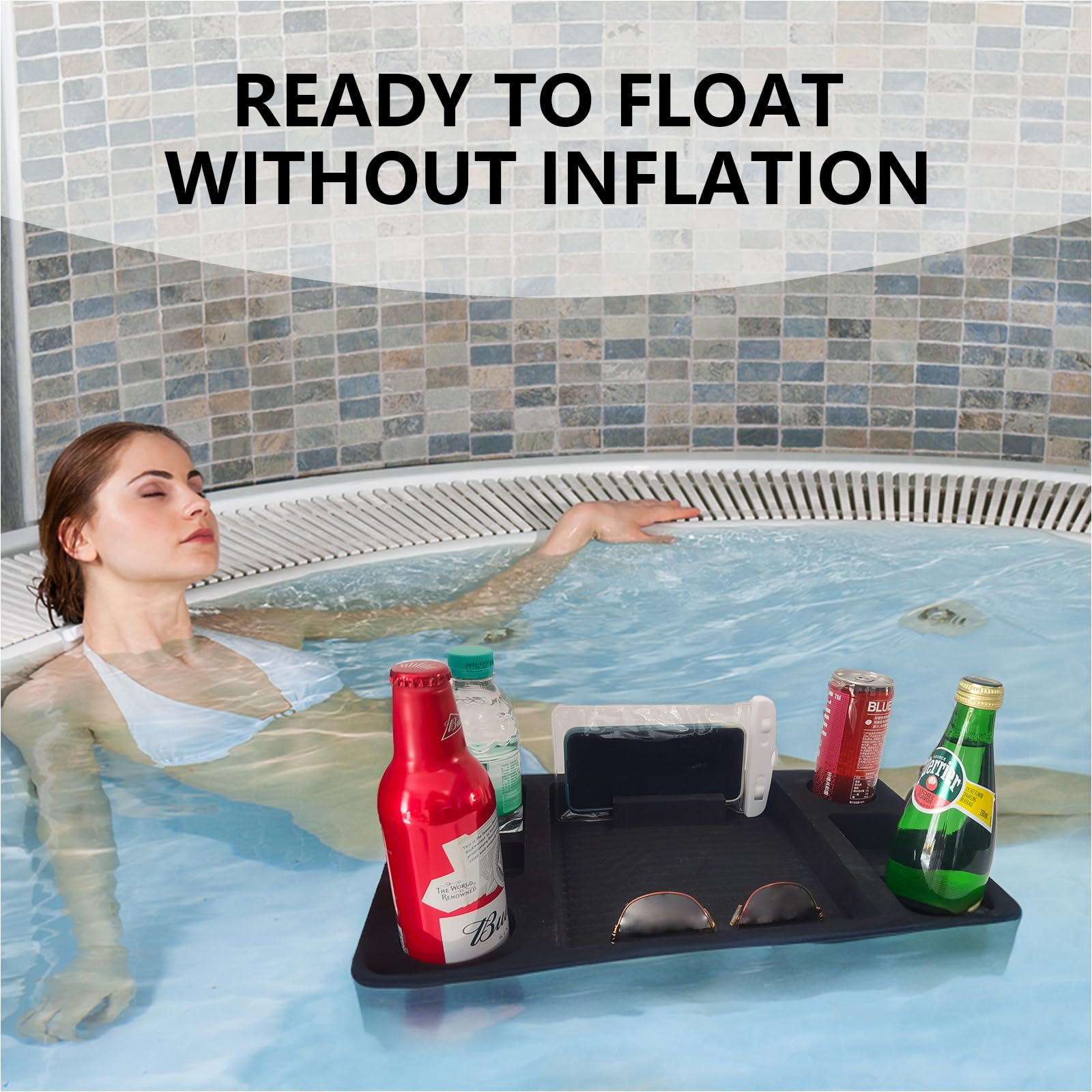 Portabevande galleggiante per piscina e vasca idromassaggio, tavolo da portata portatile, accessorio intelligente per il nuoto, versatile bar di ristoro per feste
