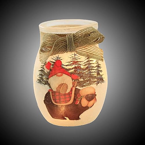 Miniatura 3 de Stony Creek Gnomes Buffalo Plaid Pre-Lit Sm Glass Electric Winter Christmas Snow - Un jarrón 4.0 pulgadas - Gbp1280 Bear - Multicolor