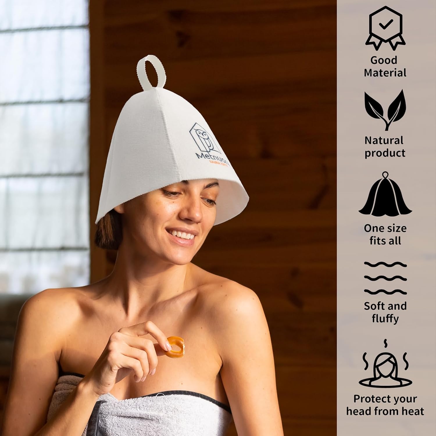 Sauna Hat 2-Pack, Wool Sauna Hat for Women and Men Russian Banya Cap - Ultra Soft, Breathable for Bath Sauna Accessories White - Image 5