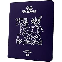 Color Premium PU Leather stitch-sewn Pet Passport Medical Record for Pet Health and Vaccination English + French for Cat, Dog, Puppy and Kitten Christmas Red, Single