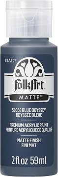 FolkArt Acrylic Craft Paint, Blue Odyssey 2 fl oz Premium Matte Finish Paint, Perfect For Easy To Apply DIY Arts And Crafts, 50858