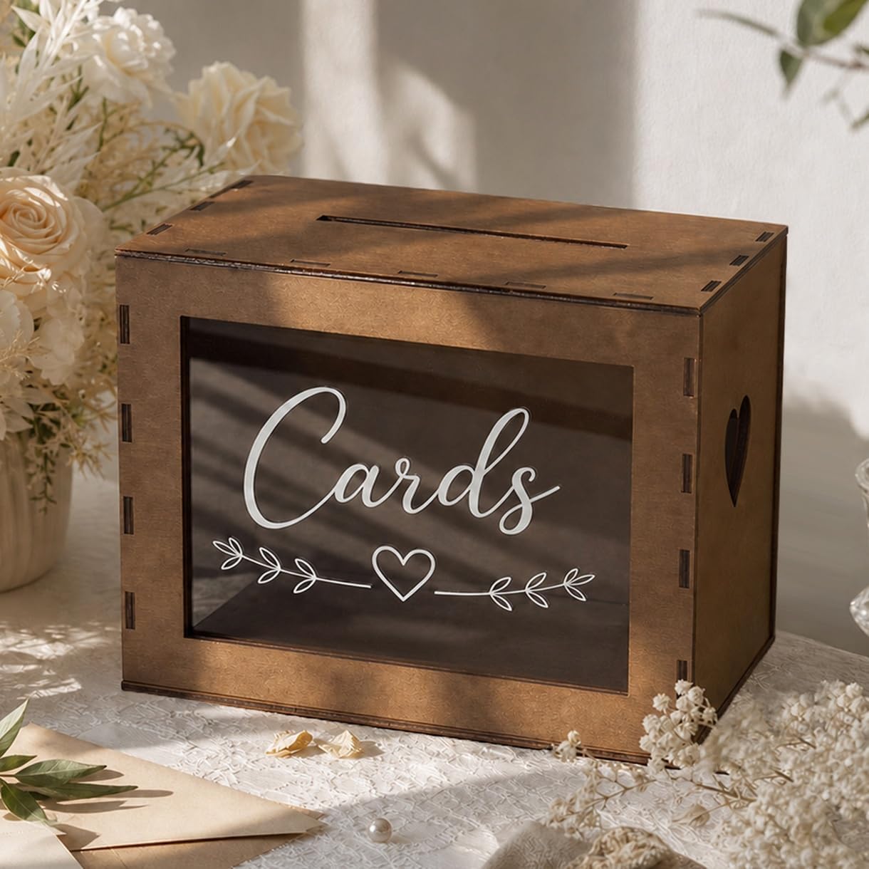 Large Wooden Wedding Card Box for Graduation Party Reception Table