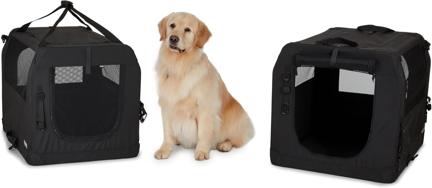 Thule Collapsible Dog Kennel Size Large - Easy to Assemble - Mesh Doors for Easy Access - Zippered Panel - Folds Down Easily