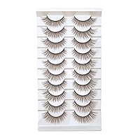 Vista 10 de Pestañas marrones de aspecto natural, pestañas marrones, 10 pares de pestañas postizas MUQIU37 de visón 3D, volumen dramático, pestañas cruzadas