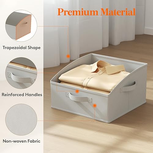 Miniatura 5 de Lifewit Contenedores de almacenamiento de armario trapezoidales medianos para estantes, paquetes de 6 cestas organizadoras de armario no tejidas con