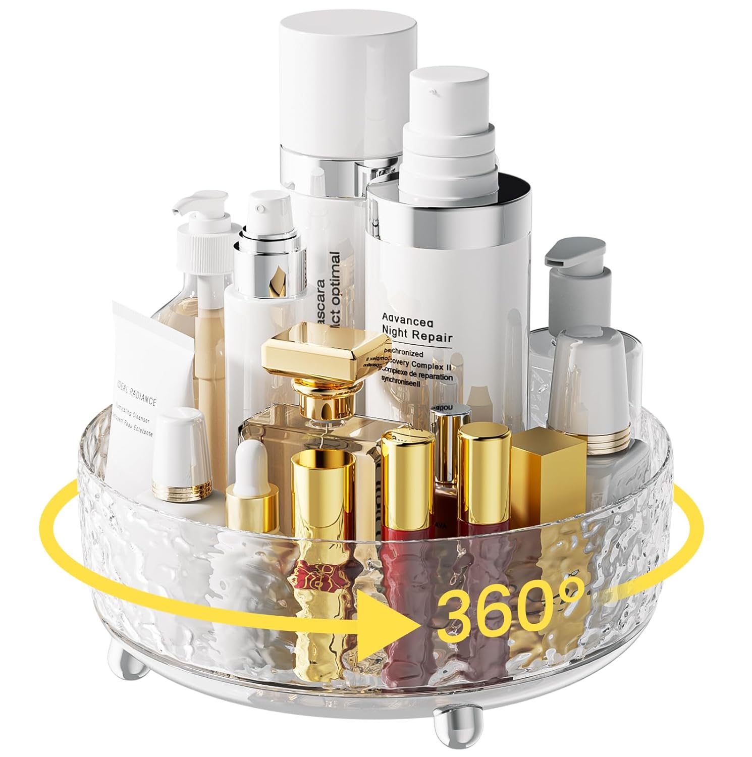 A-LuGei Crystal Design Perfume Organizer 360 Rotating Vanity Organizer Bathroom Organizers and Storage Makeup Organizer for Skincare Cosmetic