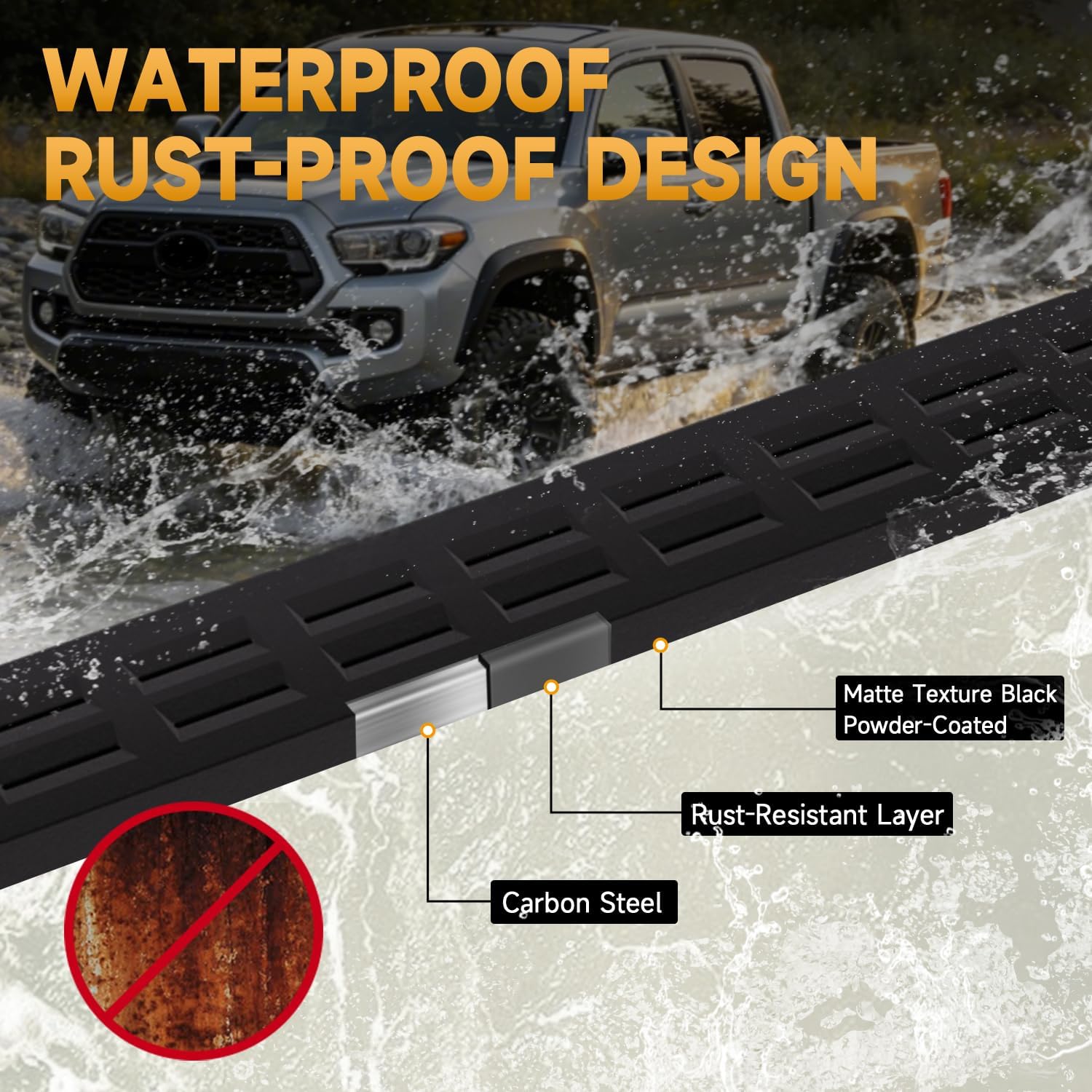 Crew Cab Running Boards Side Steps Compatible with 2019-2026 Chevy Silverado 1500,2020-2026 Silverado/Sierra 2500HD 3500HD Crew Cab,6 Inches Black Carbon Steel Pickup Nerf Bars