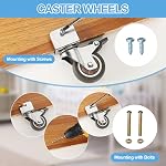 PATIKIL 2 Inch Caster Wheels, 4 Pcs Swivel Casters with Break 0.6" U Bracket Opening 55 Lb Capacity Per Caster for Furniture Office Chairs Carts and Cabinets, Brown