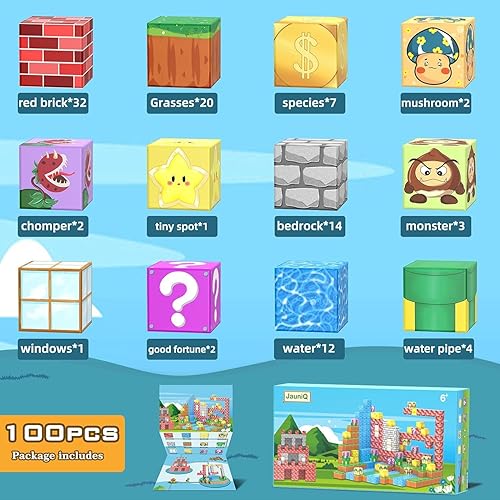 Miniatura 7 de Bloques magnéticos Super Bros - Juego de mundo magnético para construir minas, juguetes de cubo magnético de 4 a 6 5 a 7 8 a 13 años STEM sensorial