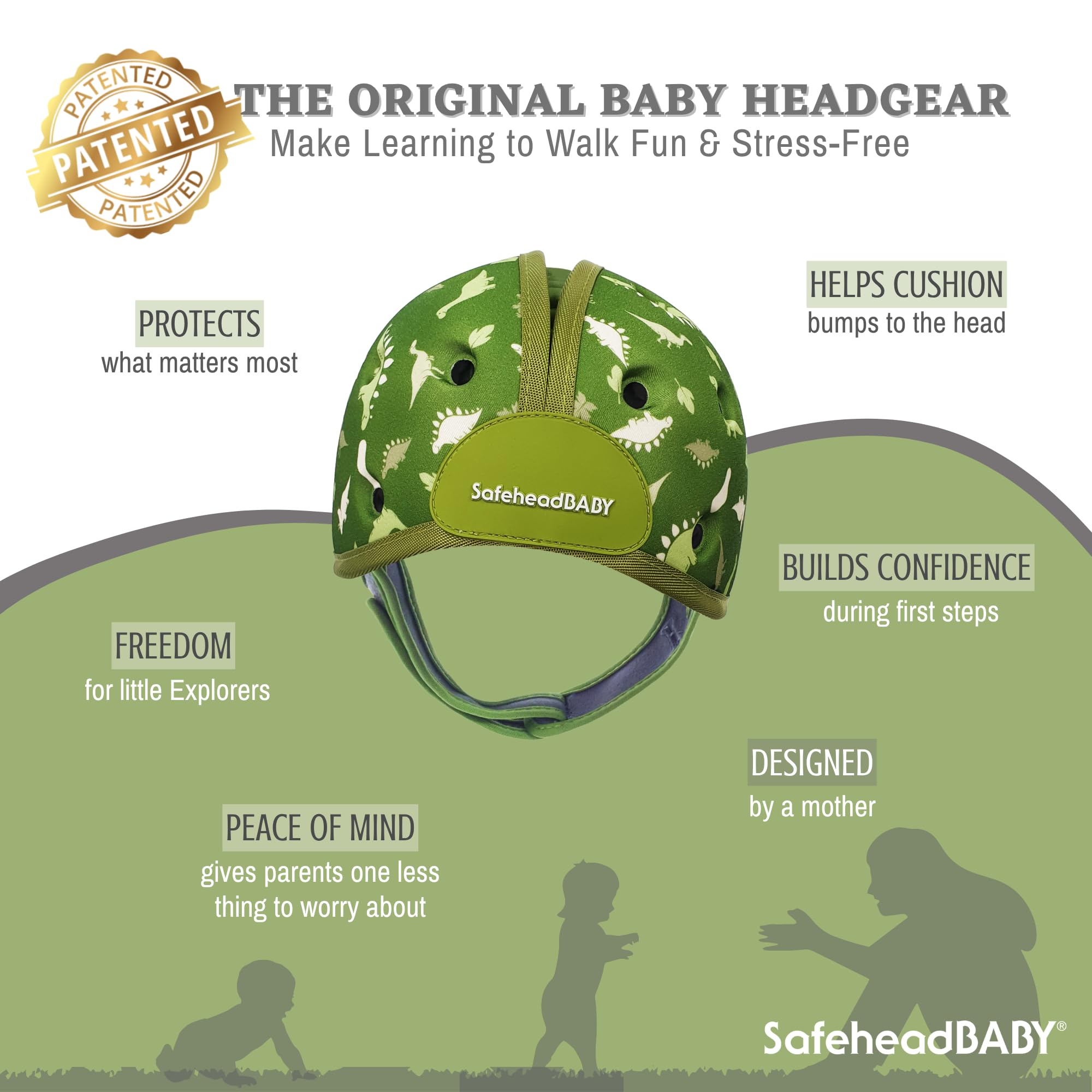 SafeheadBABY: Primé de Casque de sécurité pour bébé, Casque de Marche et de Rampe pour bébé, Protection de la tête des Tout-Petits, Extensible et réglable, Ultra-léger, testé et certifié