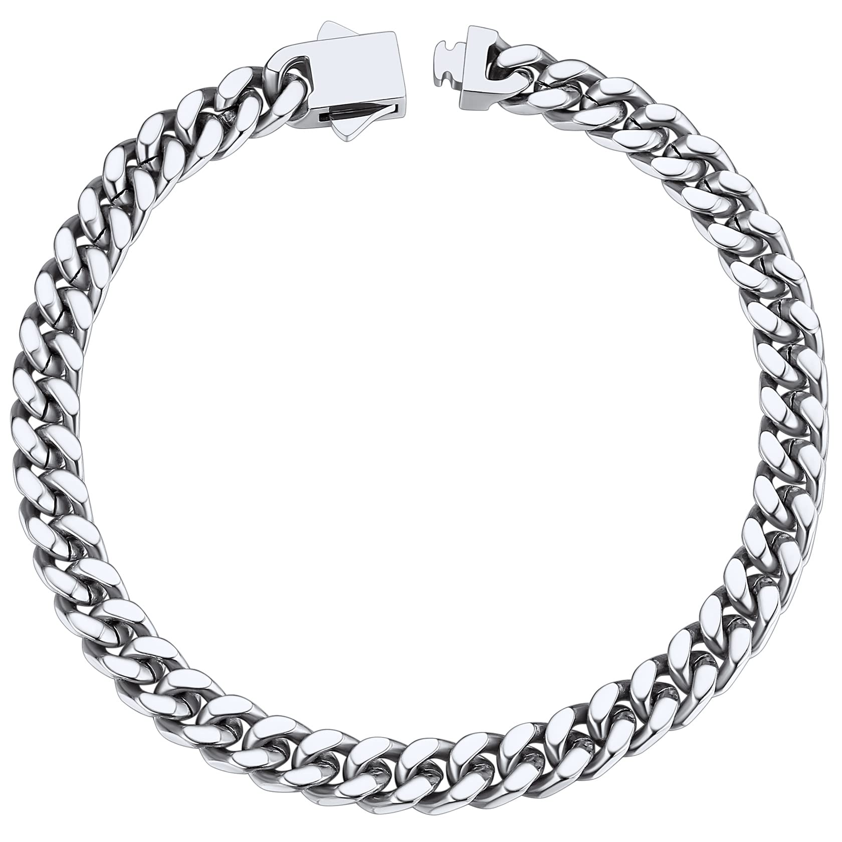 ChainsHouse'ChainsHouse Stainless Steel Cuban Link Bracelet for Men, 5mm/7mm/9mm/12mm Width, 7.5''/8.3''/9'' Length, Black/18K Gold Plated Chain Wrist Bracelets for Men, with Gift Box'