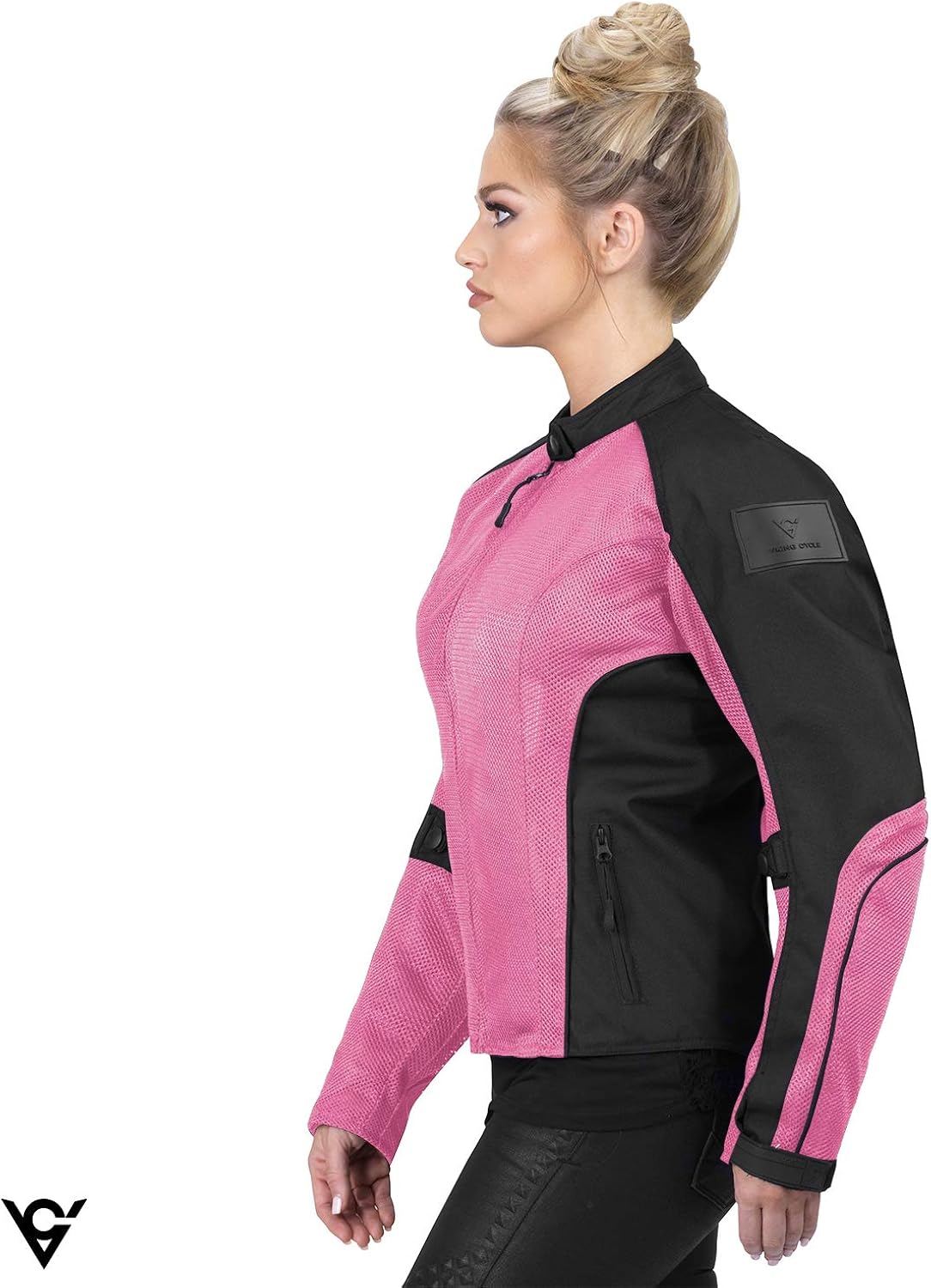 Viking Cycle Warlock Armored Mesh Motorcycle Textile Jacket for Women - CE Approved, Form Fitting, Lightweight Biker Apparel