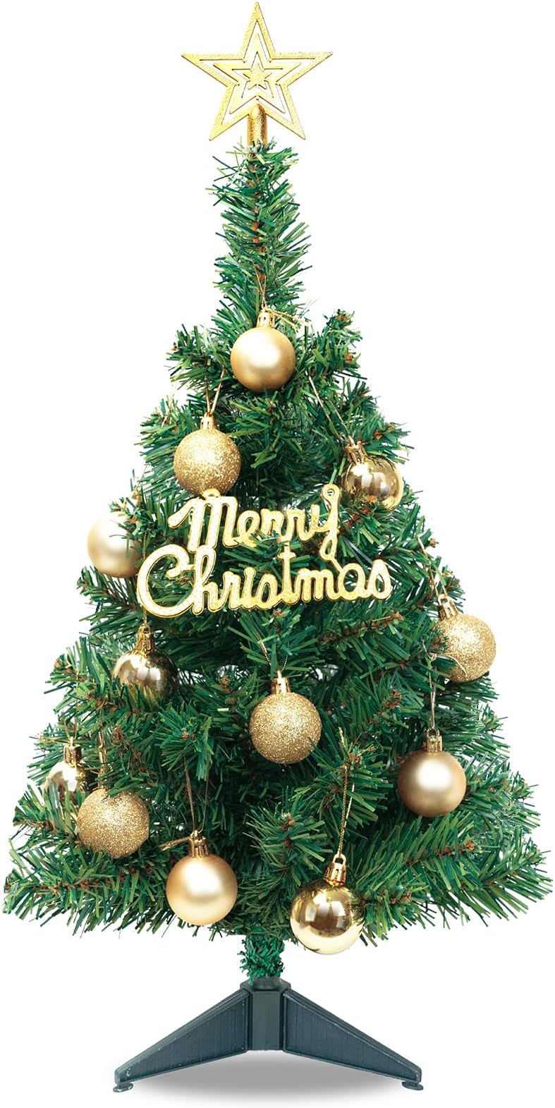 DUUDO 25.6 Inch Tabletop Mini Christmas Tree,Small Christmas Tree with Star Hanging Ornaments Artificial Xmas Tree for Home,Office,Indoor Holiday Great DIY Christmas Decorations