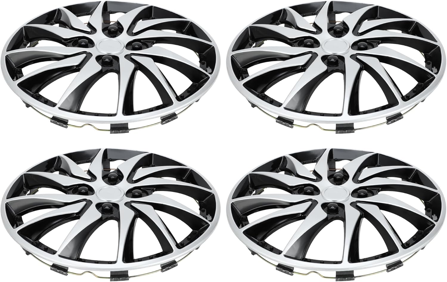 4 Pcs Clip-On Universal Car Wheel Rim Hub Cover Wheel Hub Caps for Car Pickup Truck SUV Wheel Skins Decorative Plastic Silver Tone Black R15 / 15 Inch