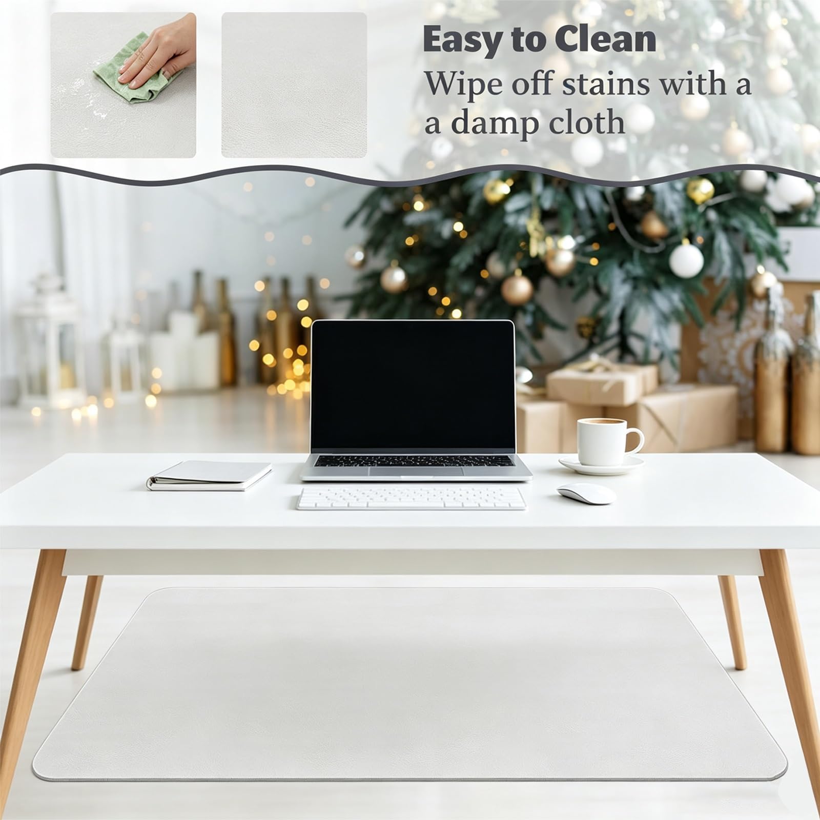 sous-Main Transparent en PVC, protège-Bureau imperméable, revêtement Transparent pour Bureau en Bois, Tapis de Bureau Anti-Rayures et Facile à Nettoyer (2 mm)(48.3x119.4 cm)