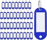 uxcell 40pcs Plastic Key Tags with Labels, Coded Key ID Label Tags with Split Ring for Luggage ID Name Pet, Light Green