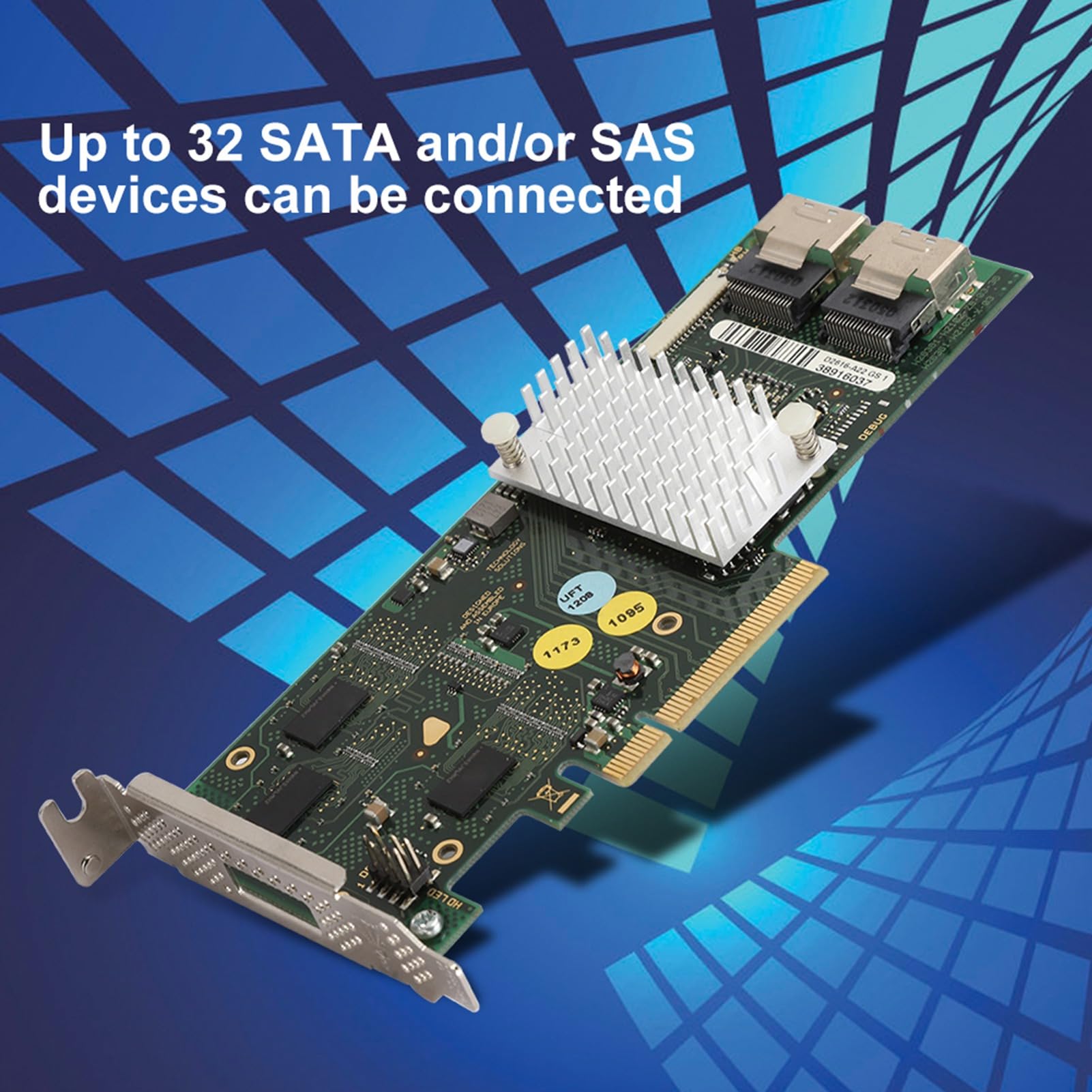 Akozon Connettore Mini SAS SFF 8087 X4, D2616 SAS2108 SATA Raid 6Gbs 512M Cache Array Controller PCI Scheda Baffle Basso Otto Porte SATA Interne
