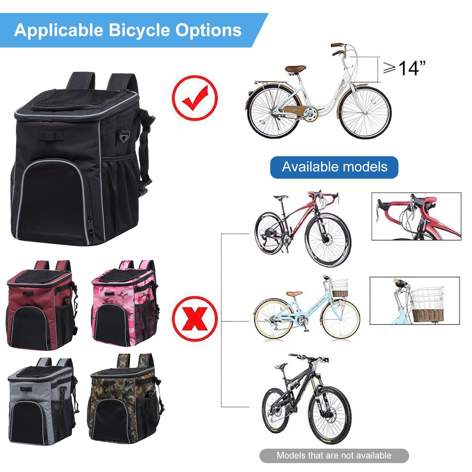 PETCUTE Cestino Per Bicicletta Per Cani – Smontabile, Con Materasso Morbido, Tasche Portacose E Tracolla, Fino A 5 Kg