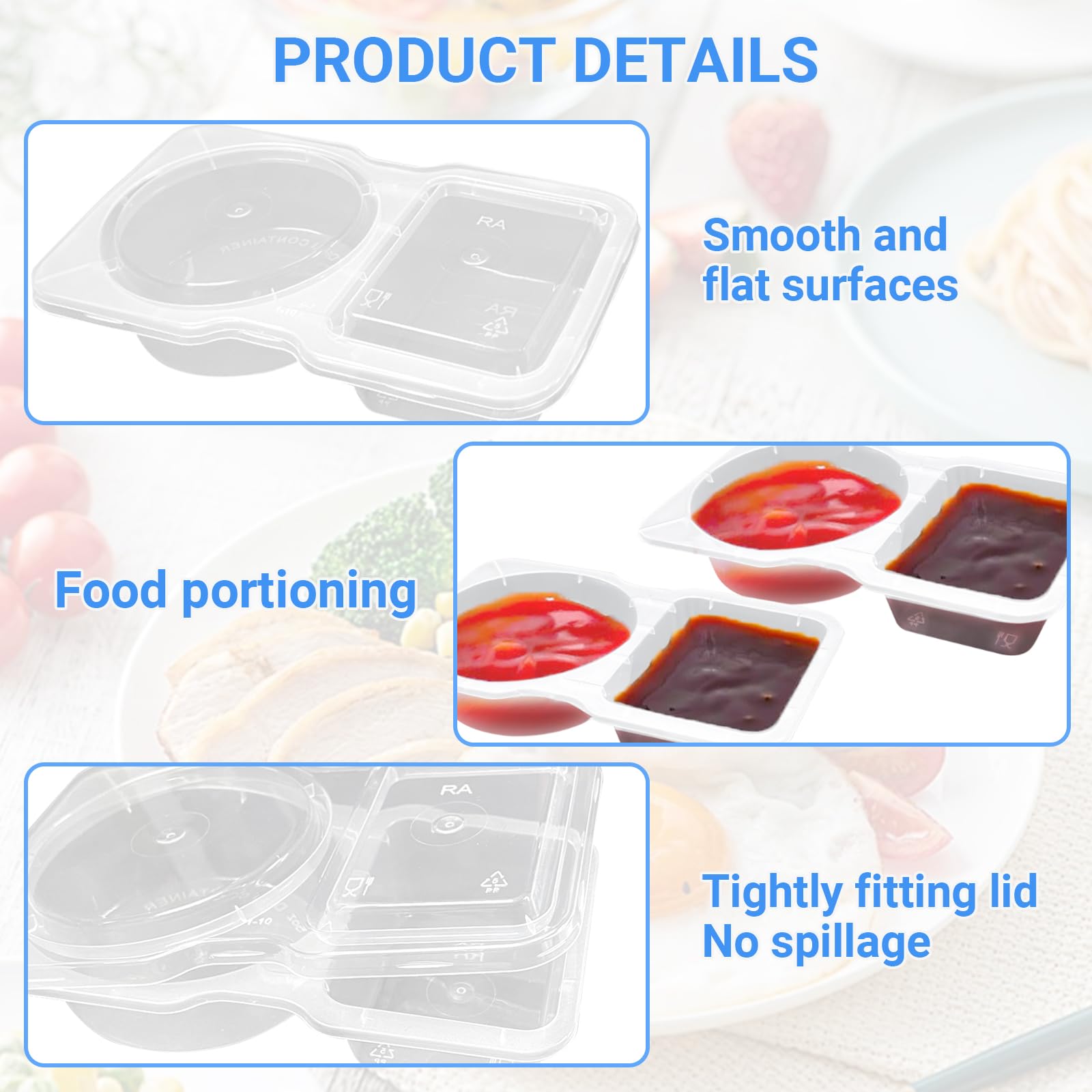 Set Da 20 Contenitori Riutilizzabili Per Alimenti A Doppio Scomparto Con Coperchio – Perfetti Per Salse, Snack E Pasti In Viaggio