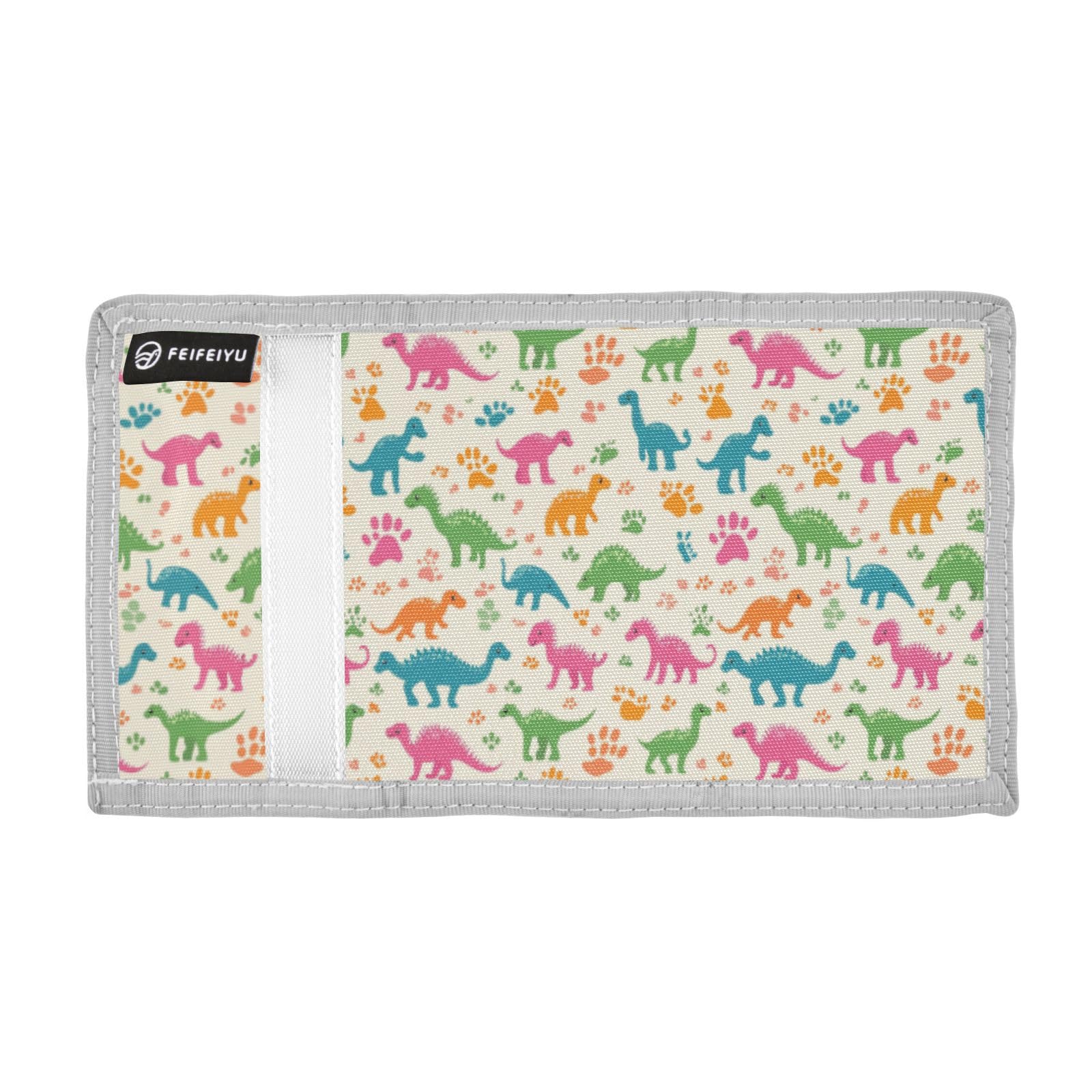 Wusikd Colorful Dinosaurs Kids Wallet for Boys Girls Paw Print Toddler Trifold Wallet Novelty Wallet for Teens Women Men