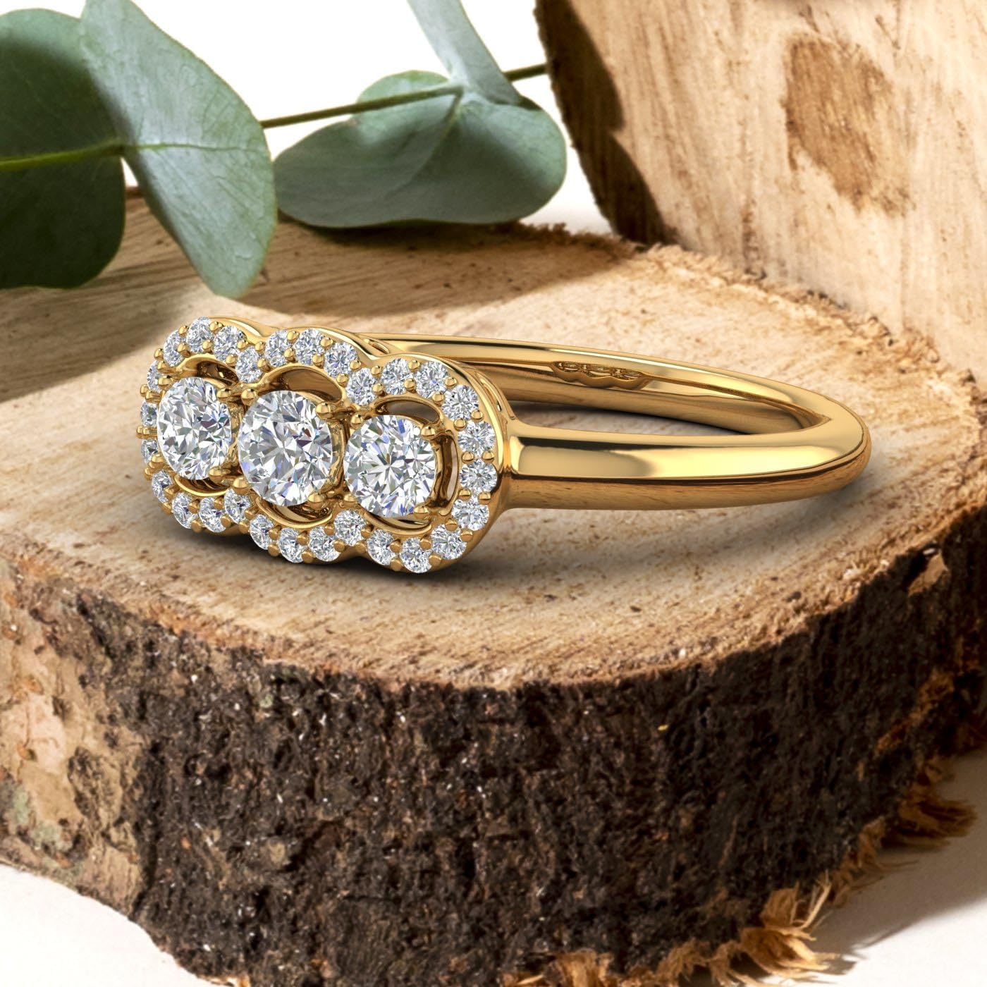 1/2 Carat 3-Stones Diamond Engagement Ring in 10K Gold