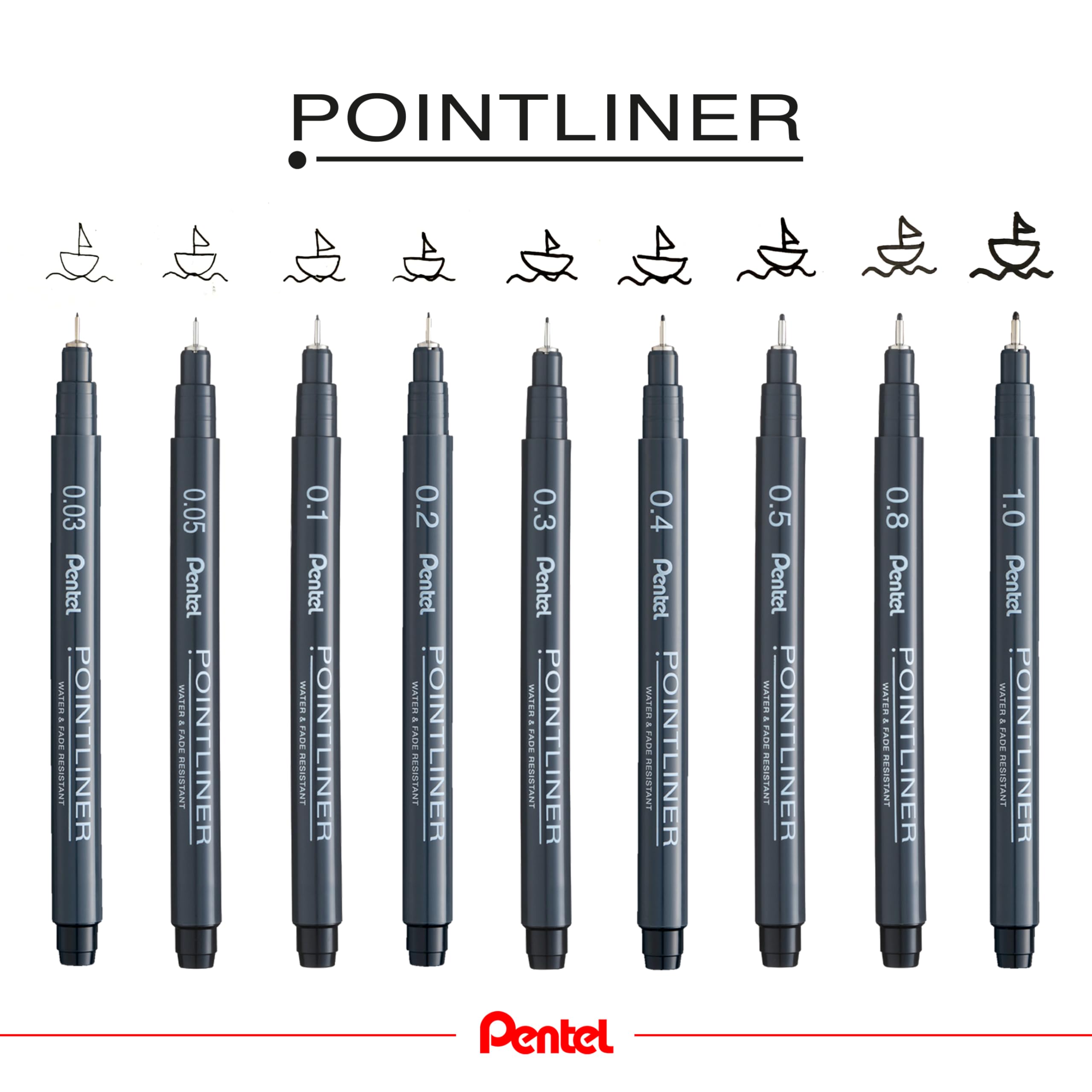 Pentel S20P Pointliner, fineliner punta 0,5 mm nero 12 pz