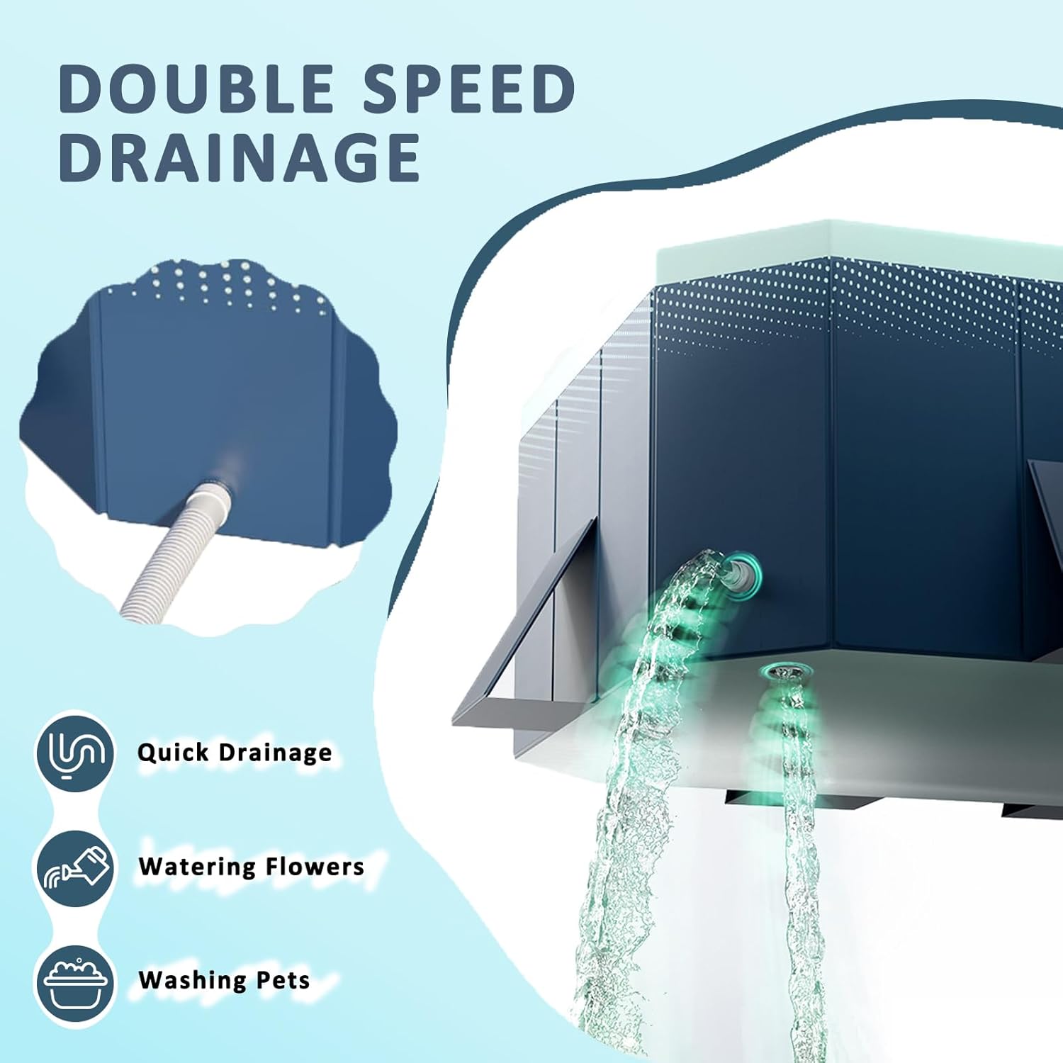 Foldable Swimming Pool, Non Inflatable Pool Oversize Bath Pool Backyard Pool Foldable Pool for Whole Family Home Outdoor PVC Pool (102" x 65" x 21"), Blue