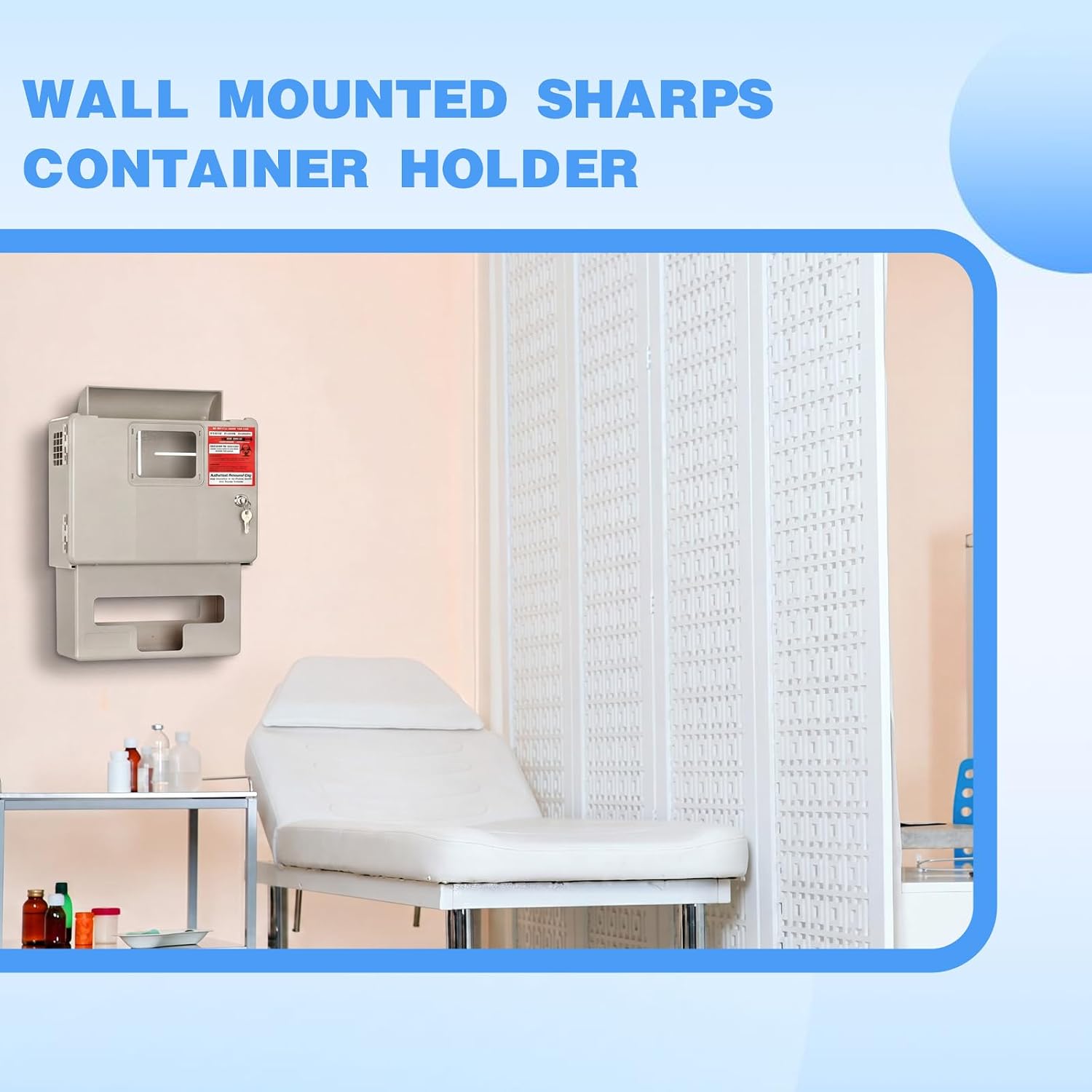 Geiserailie 3 Set Wall Mount Locking Cabinet with Glove Box,Wall Mount for 5 Qt Sharps Container or Home, Medical Office or Tattoo Studio,Sharp Box Not Included