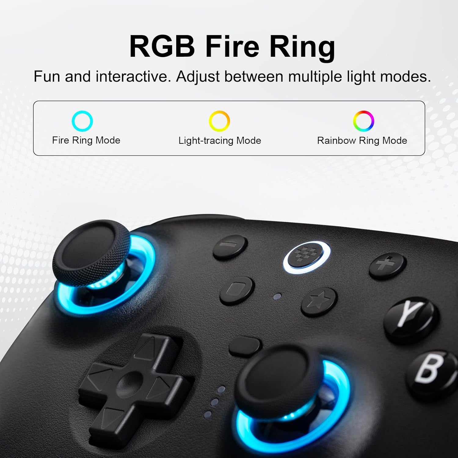 8Bitdo Ultimate 2 Bluetooth Controller for Switch/Switch 2, Windows & PC, TMR Joysticks Switch Pro Controller, Hall Effect/Tactile Triggers, Vibration & Motion Control, RGB Fire Ring - Black