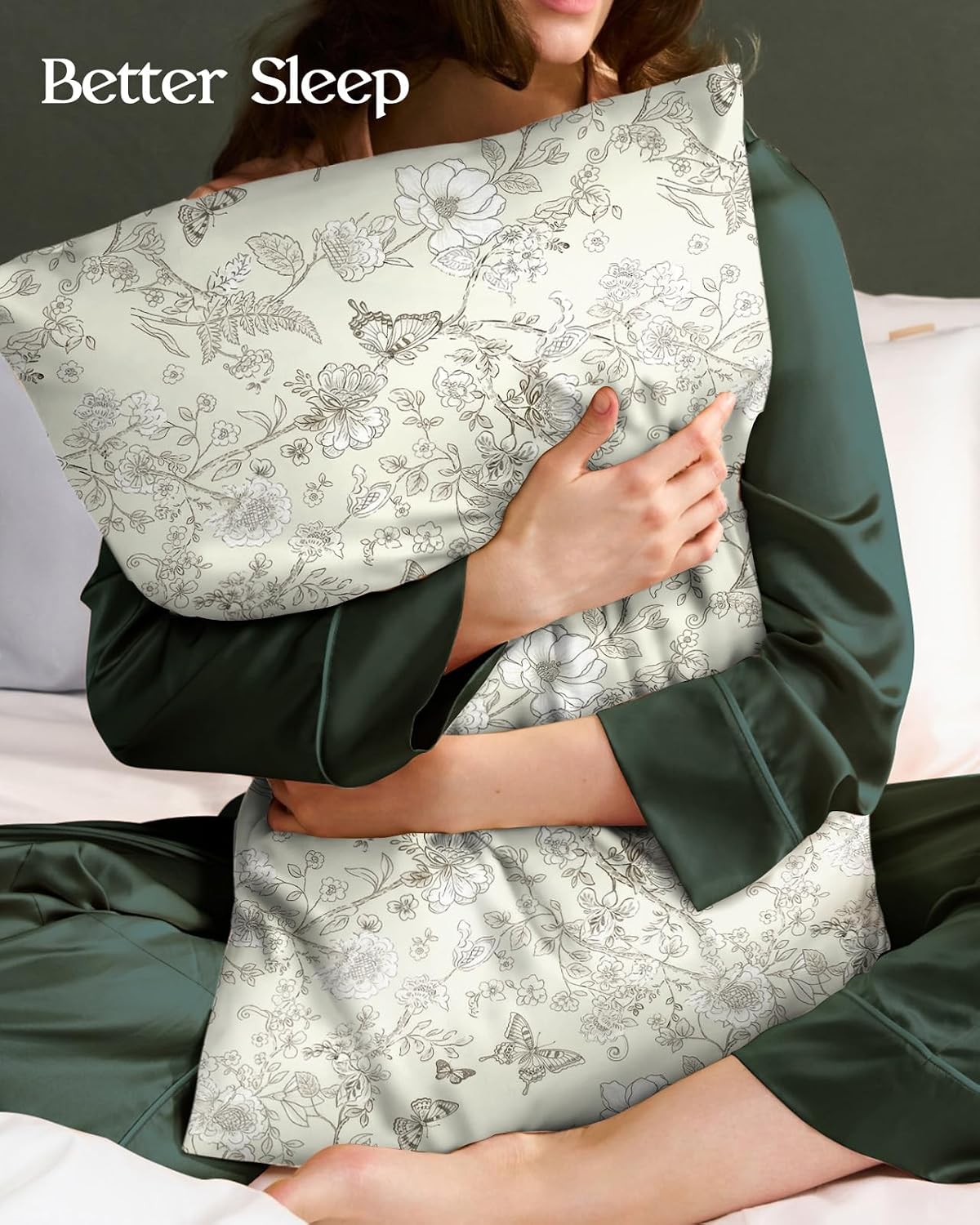 Miss Adola Silk Pillowcase 2 Pack - Pillow Cases 20" x 26" Standard Size Set of 2 for Hair and Skin Smooth Soft Breathable with Hidden Zipper Cute Cooling Pillow Covers for Sleeping, Butterfly
