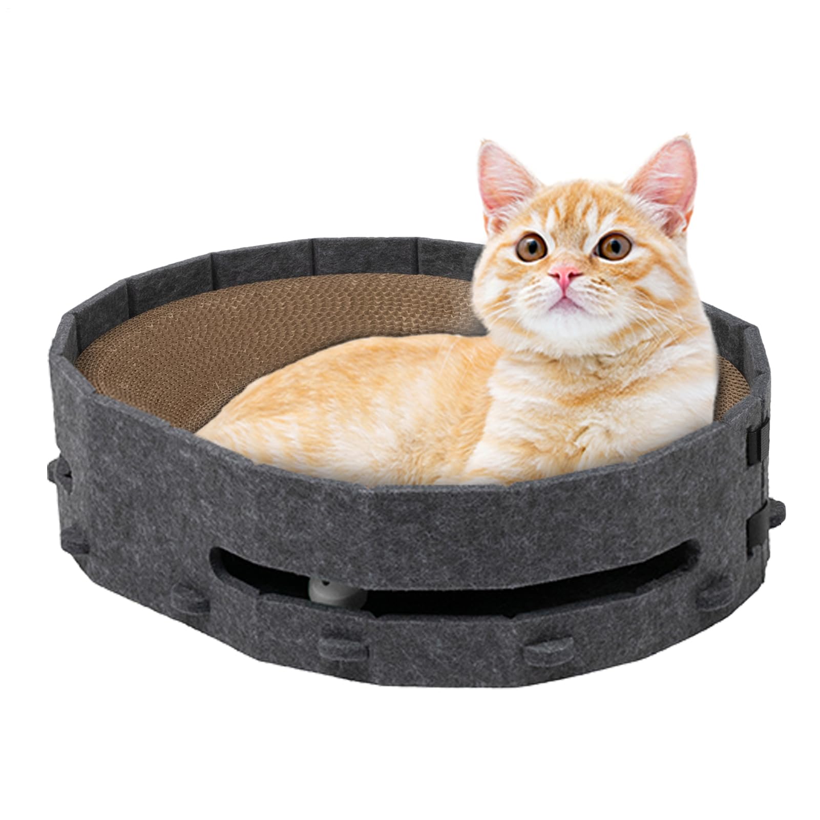 Lit griffoir en carton pour chat avec balles à clochette pour salon et balcon