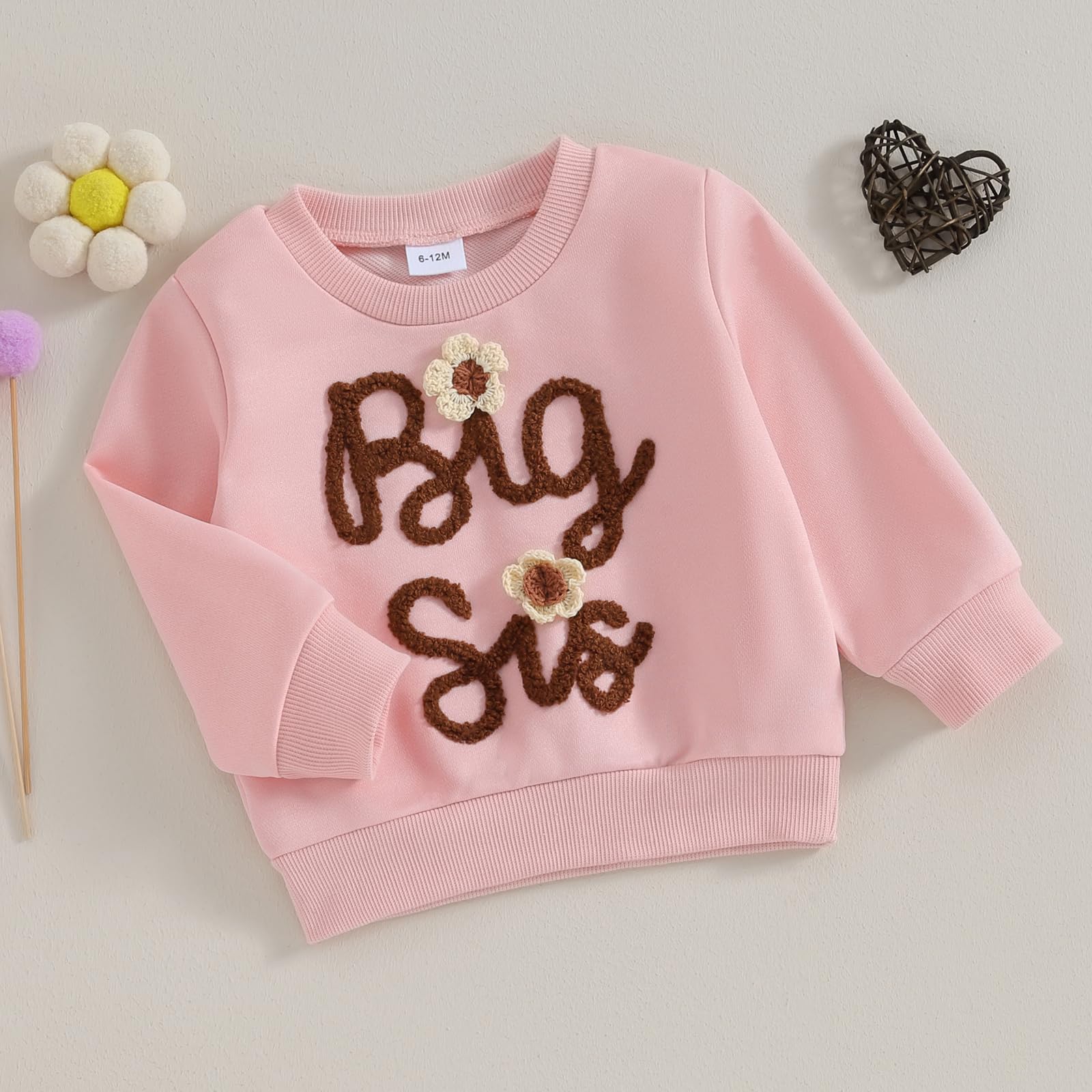 Bébé Fille Sweat-Shirt Sœurs Bébé Fille Lil/BIG Sis Sweat-Shirt Sweat-Shirt De La Sœur Lettres À Manches Longues Broderie Automne Sweatshirt Body Big Sister Little Sister Outfits