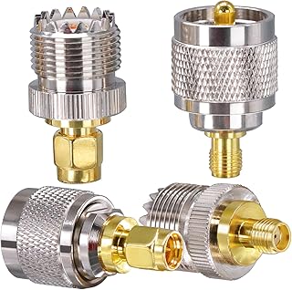 4PCS SMA to UHF PL259 Coax Adapter, SO239 Cable Gender Changers UHF Male/Female to SMA Male/Female Coaxial Connector Kit for Antennas, Radio, Extension Coaxial Cable