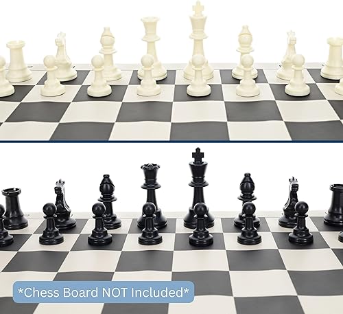 Miniatura 7 de WE Games Piezas de ajedrez de plástico Staunton Tournament en negro y crema - 3.75 in King