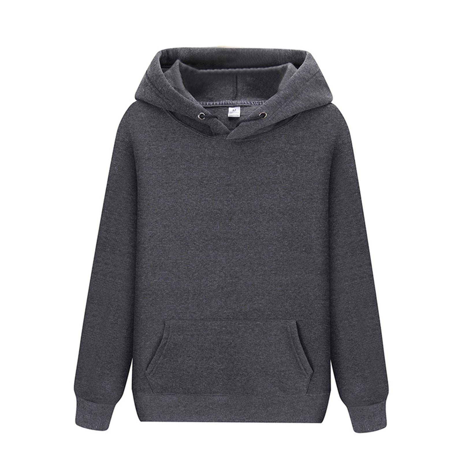 Women Men Hooded Sweatshirt Plain Soft Long Sleeve Loose Pullover Hoodies Gray L-image-40