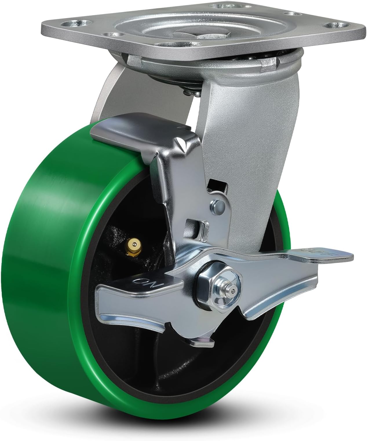 5"x2" Caster Wheels- Heavy Duty Casters, Polyurethane Casters Wheel, Capacity up to 1000 Lb. Use for Platform Truck, U-Boat Cart, Workbenches (1 Brake)