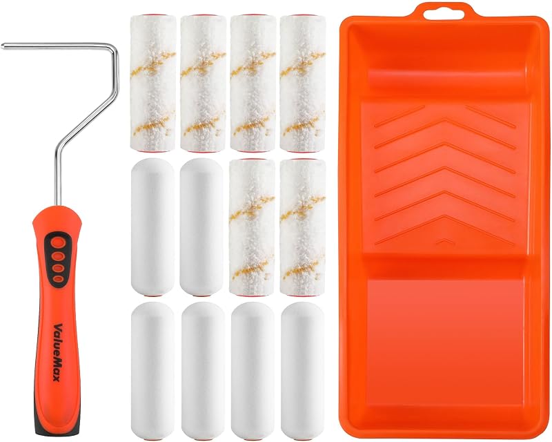 Paint Roller Kit, 14-Piece 4 Inch Paint Roller Kit with High-Density Foam Paint Rollers, Microfiber Paint Rollers, Paint Tray for Painting Cabinets, Doors, Craft Work