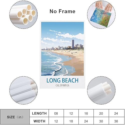 Miniatura 2 de Long Beach California - Pósteres de viaje vintage de ciudad de 20 x 30 pulgadas (19.7 x 29.5 in) para pared, pintura en lienzo para sala de estar,