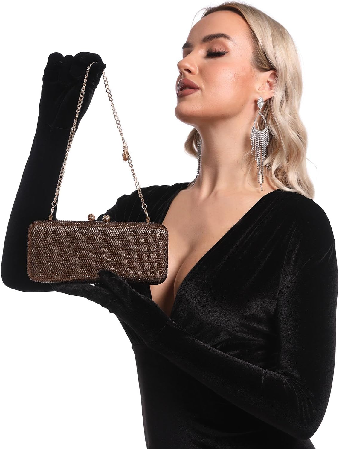 Boutique De FGG Evening Bags and Clutches Women Formal Crystal Clutch Handbags Wedding Rhinestone Clutch Purse,Mini - Image 8