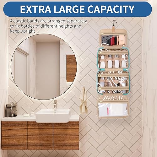 Miniatura 6 de Stuery Neceser para mujer, bolsa de cosméticos de viaje con aprobado por la TSA bolsas de aseo transparentes para colgar en el baño, bolsa