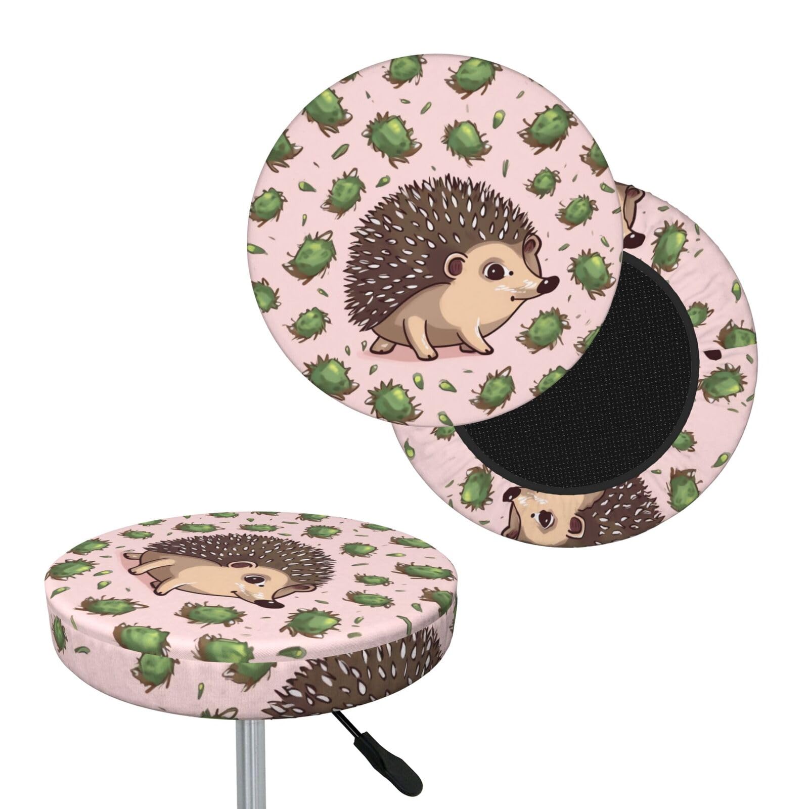 NONHAI Cartoon Hedgehog Bar Stool Cover Round Elastic Stool Cushion Covers Dustproof Bar Chair Cover Washable Stool Cushion Slipcover Stretch Stool Seat Covers for 12-14 Inch Chair